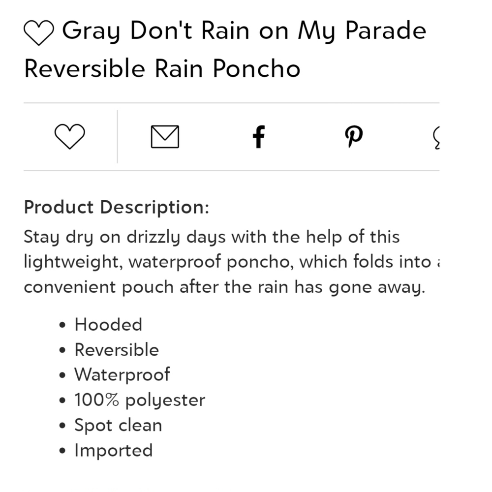 B.boutique gray black reversible/packable poncho - Picture 4 of 7